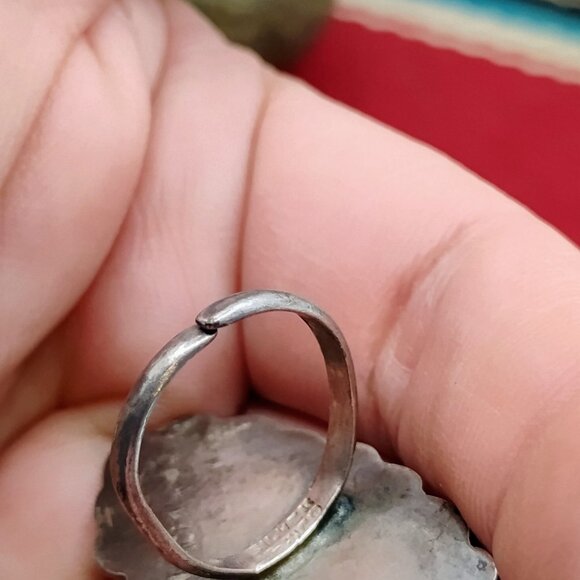 Vintage Mexico Silver Adjustable Black Onyx Ring Intricate Scroll Design Unisex - Picture 6 of 7